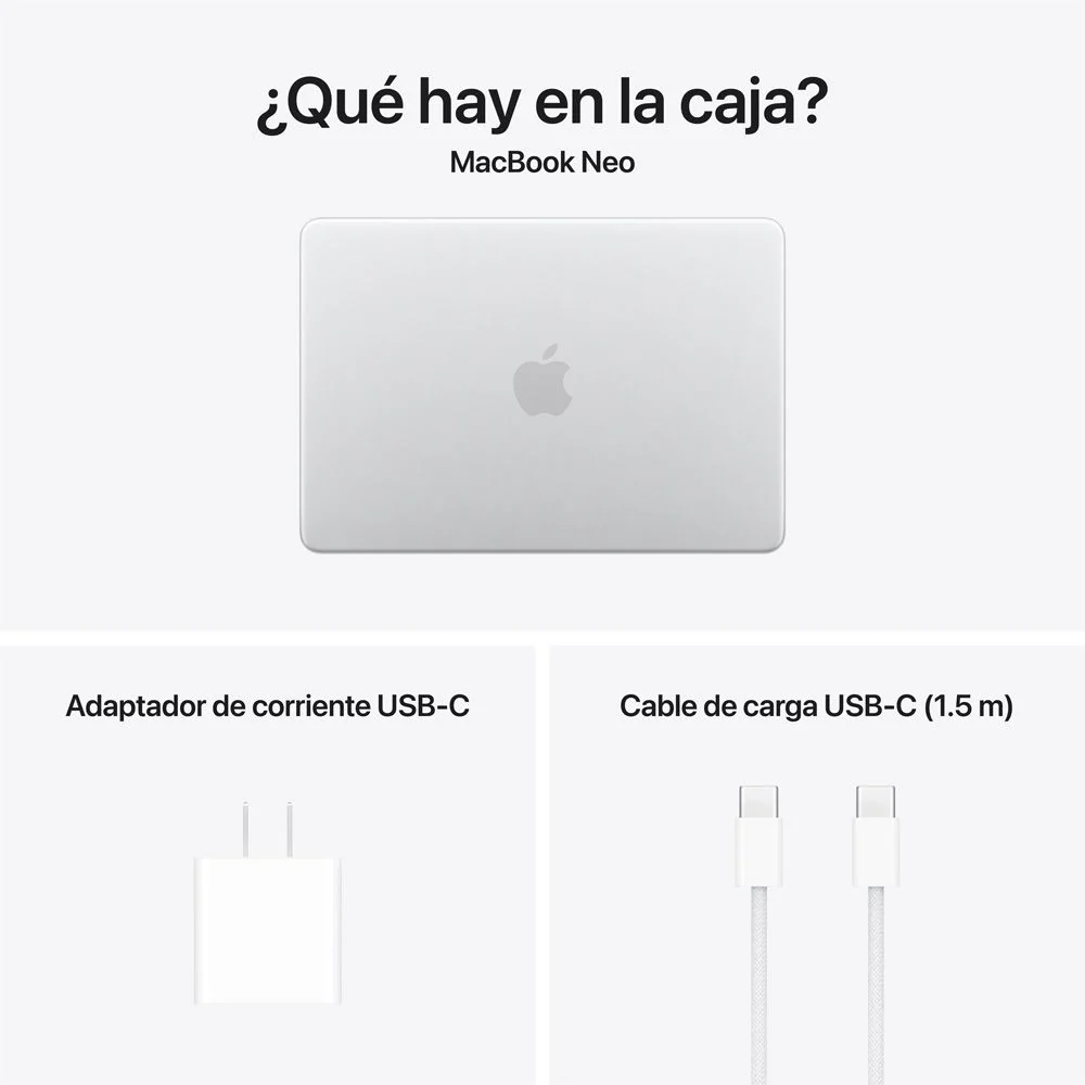 MacBook Neo de 13 pulgadas: Chip A16 Pro de Apple con CPU de 6 núcleos y GPU de 5 núcleos, Magic Keyboard, 256 GB SSD - Color plata - Image 10