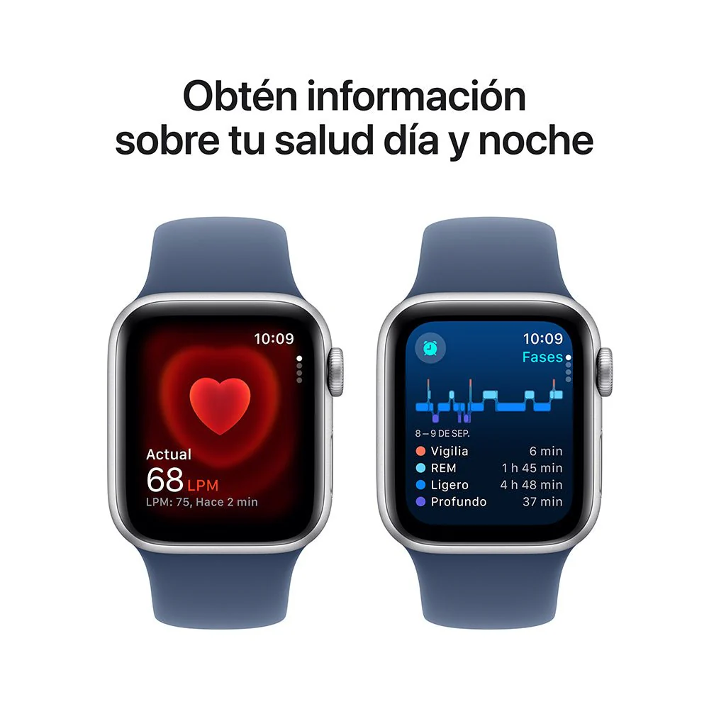 Apple Watch SE GPS • Caja de aluminio color plata de 40 mm • Correa deportiva azul denim - S/M - Image 5