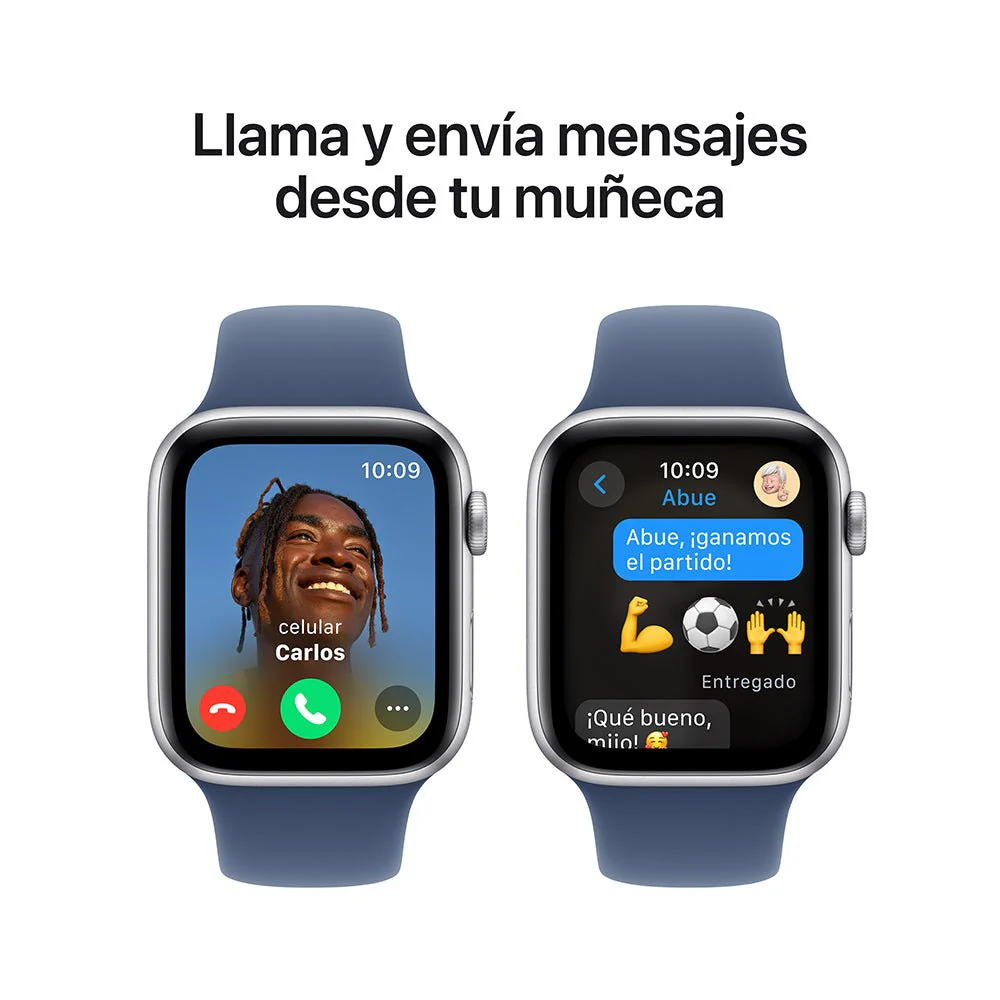 Apple Watch SE GPS • Caja de aluminio color plata de 44 mm • Correa deportiva azul denim - M/L - Image 4