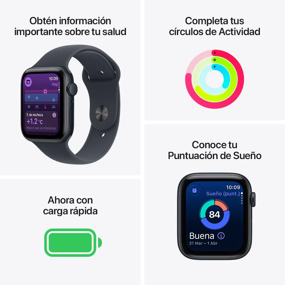 Apple Watch SE 3 GPS • Caja de aluminio color medianoche de 40 mm • Correa deportiva color medianoche - M/L - Image 3