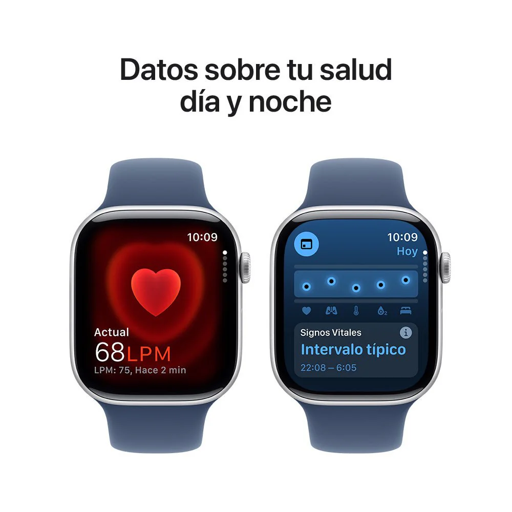 Apple Watch Series 10 GPS • Caja de aluminio color plata de 46 mm • Correa deportiva azul denim - S/M - Image 5