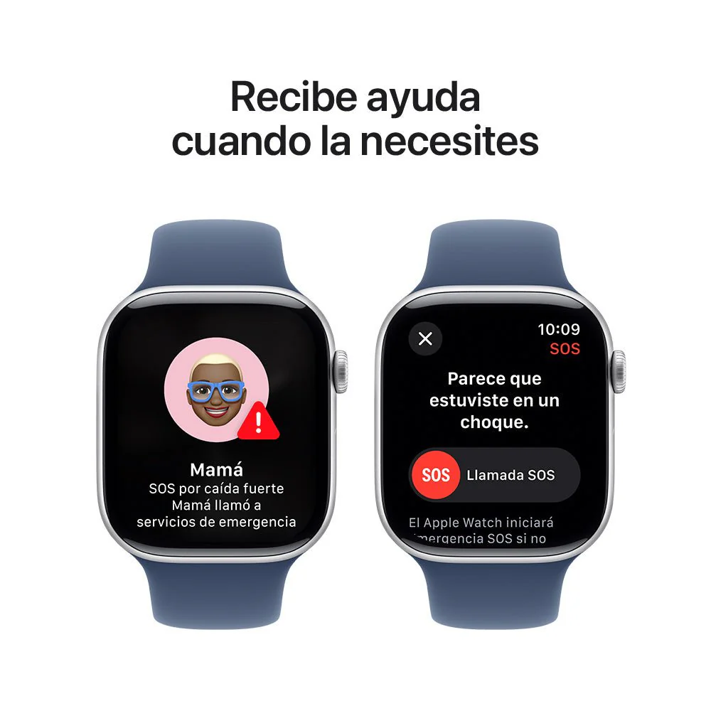 Apple Watch Series 10 GPS • Caja de aluminio color plata de 46 mm • Correa deportiva azul denim - S/M - Image 6