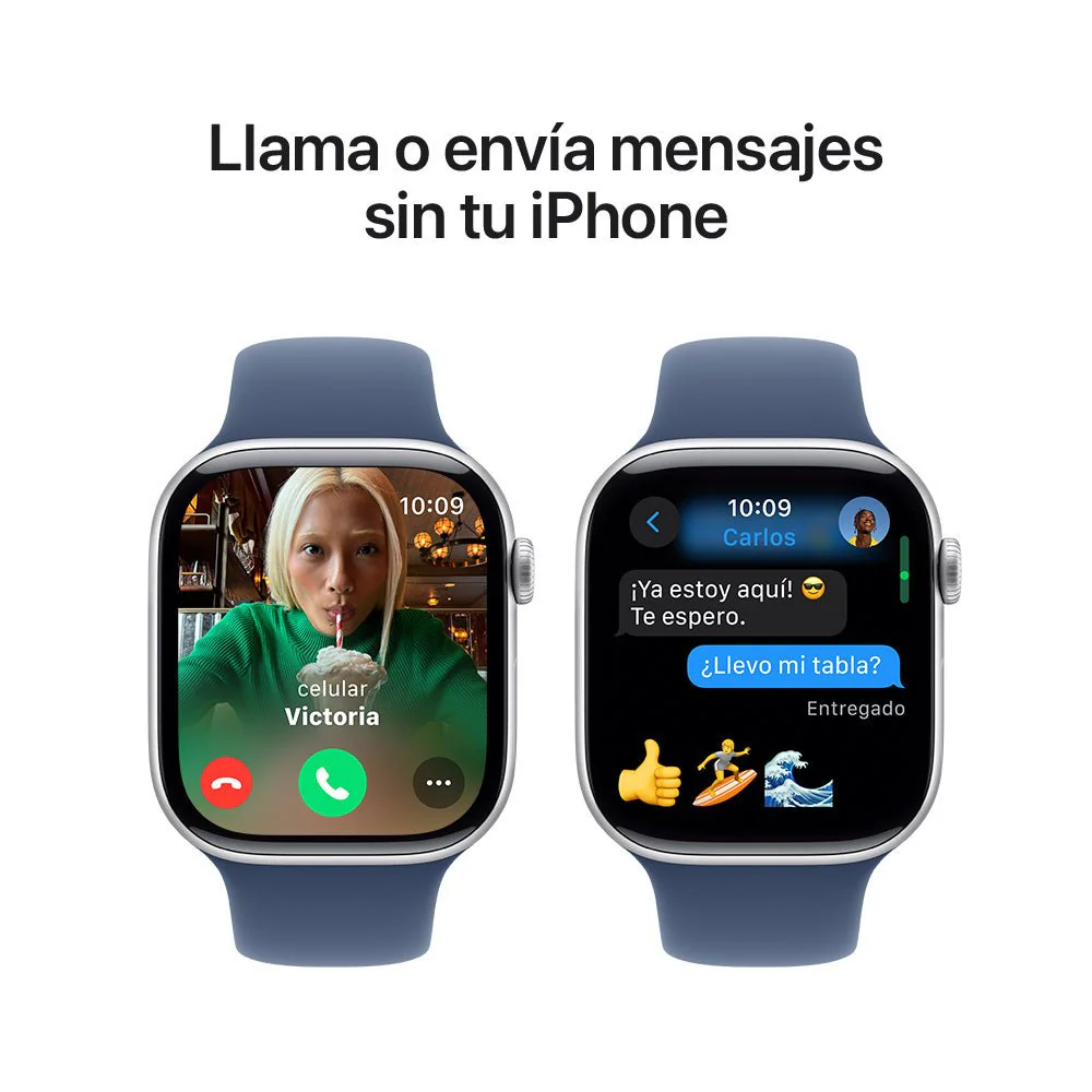 Apple Watch Series 10 GPS • Caja de aluminio color plata de 46 mm • Correa deportiva azul denim - S/M - Image 7