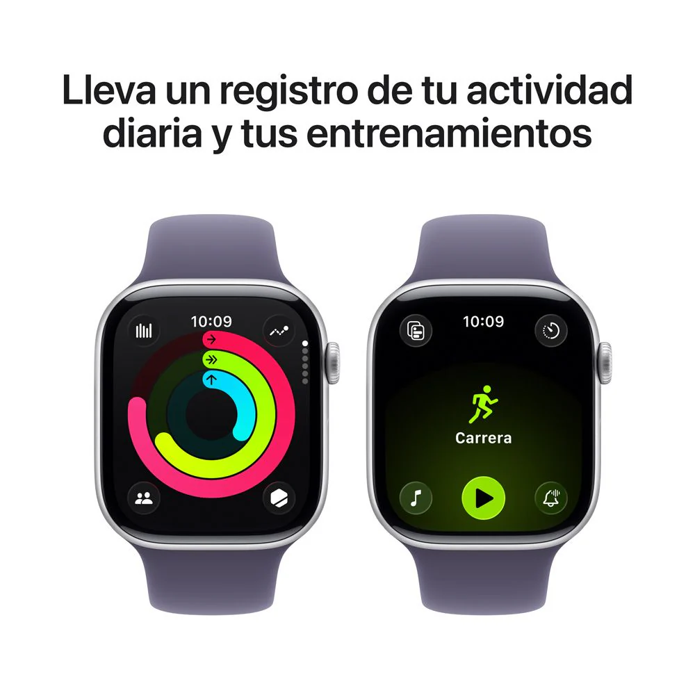 Apple Watch Series 11 GPS • Caja de aluminio color plata de 46 mm • Correa deportiva morado niebla – S/M - Image 4