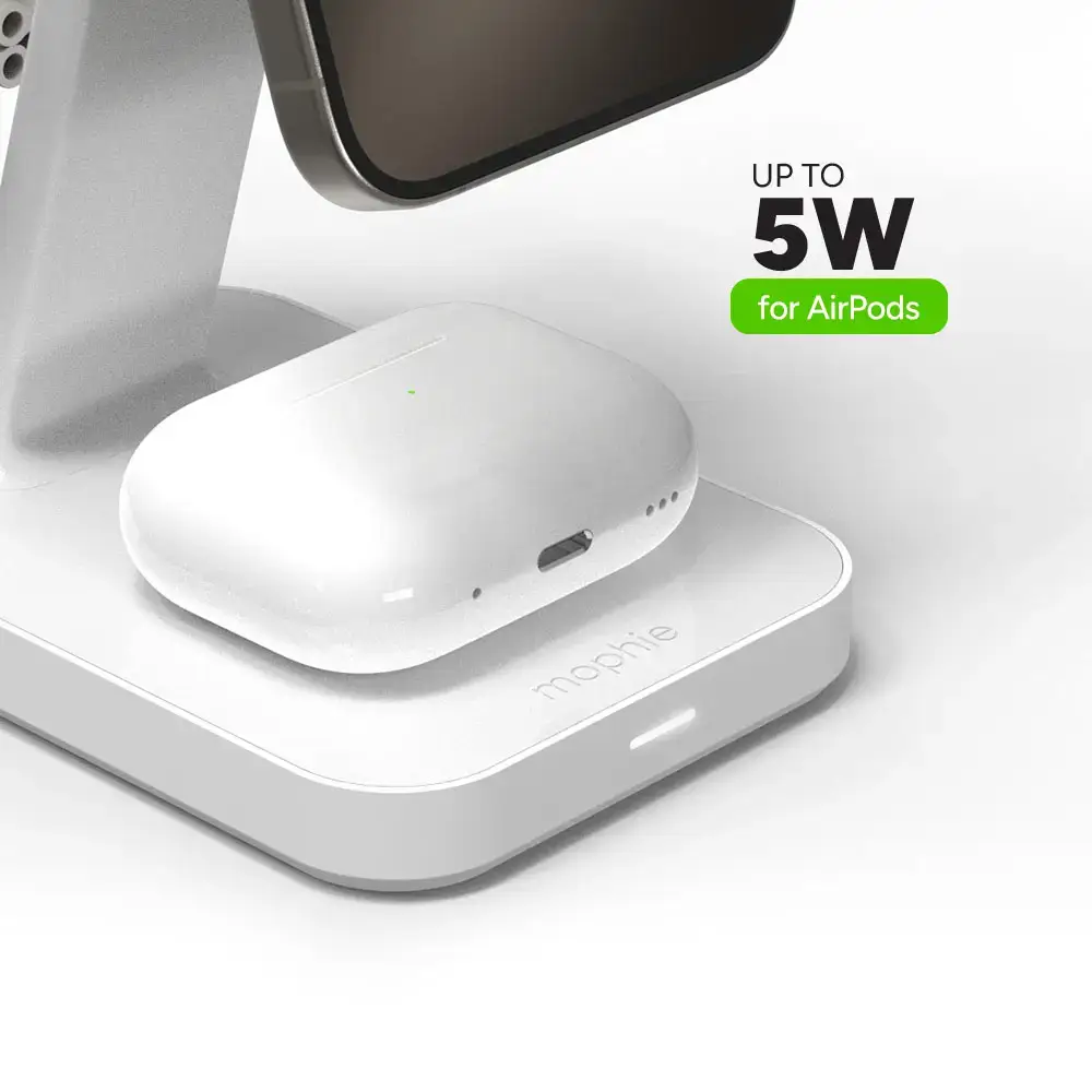 Base de Carga Inalambrico Mophie Qi2 con MagSafe 3 en 1 - Blanco - Image 5
