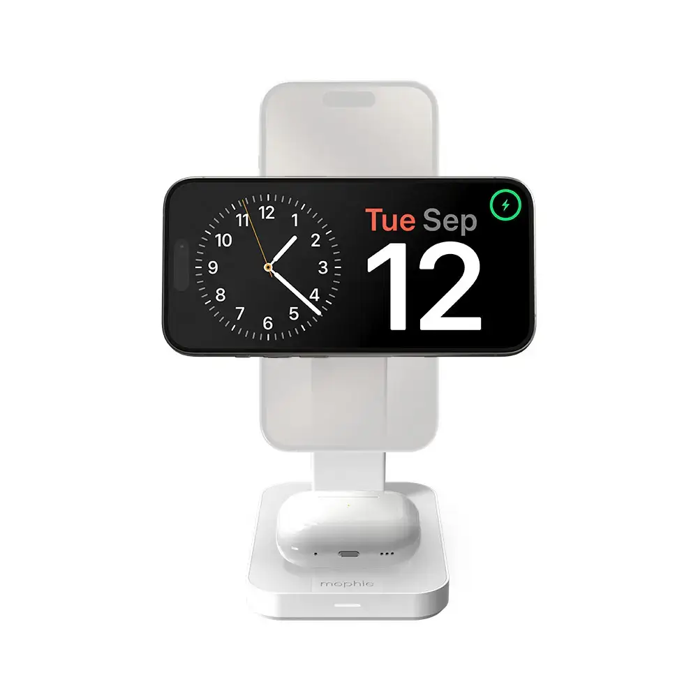 Base de Carga Inalambrico Mophie Qi2 con MagSafe 3 en 1 - Blanco - Image 6