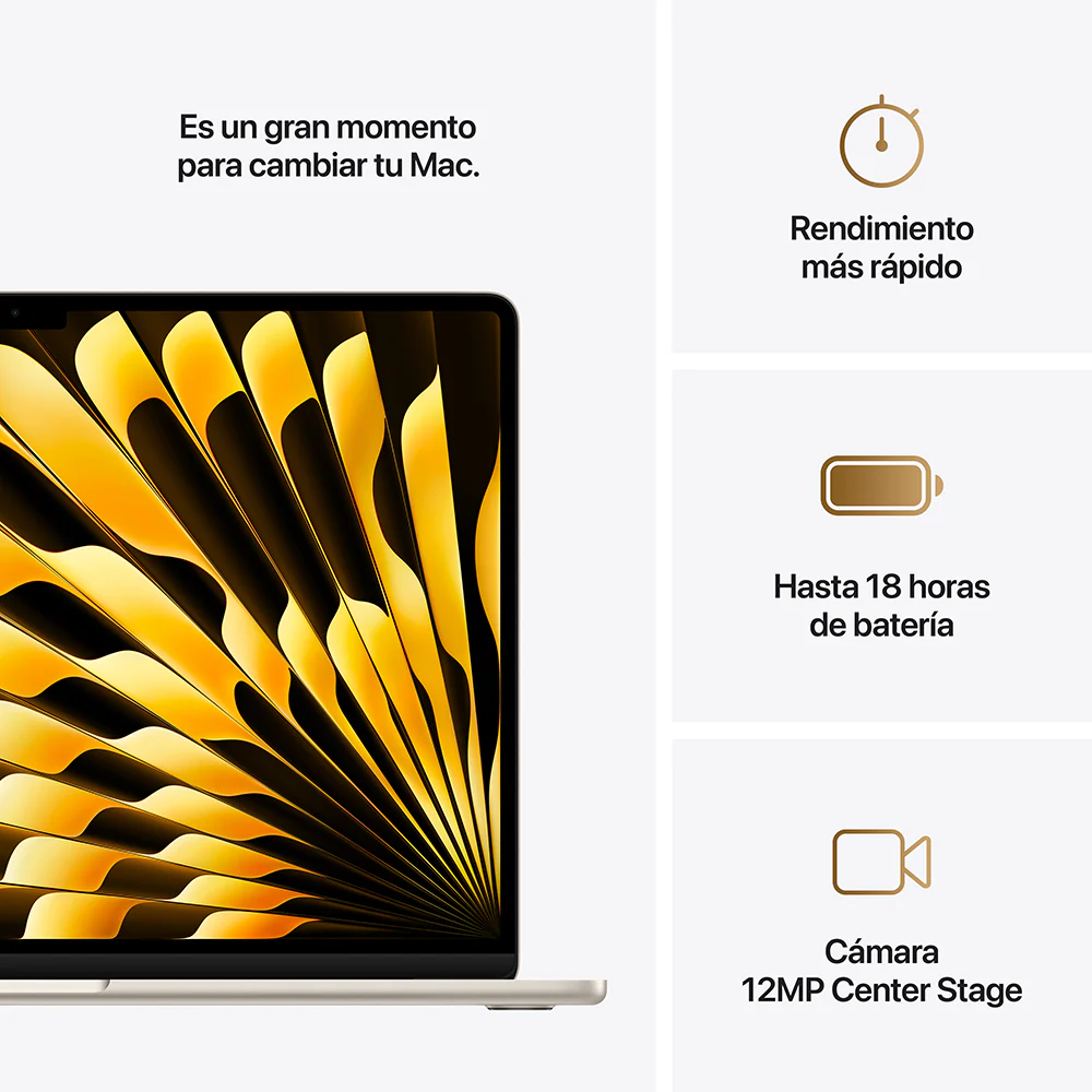 MacBook Air de 15 pulgadas: Chip M4 de Apple con CPU de 10 núcleos y GPU de 10 núcleos, 512 GB SSD - Blanco estrella - Image 10