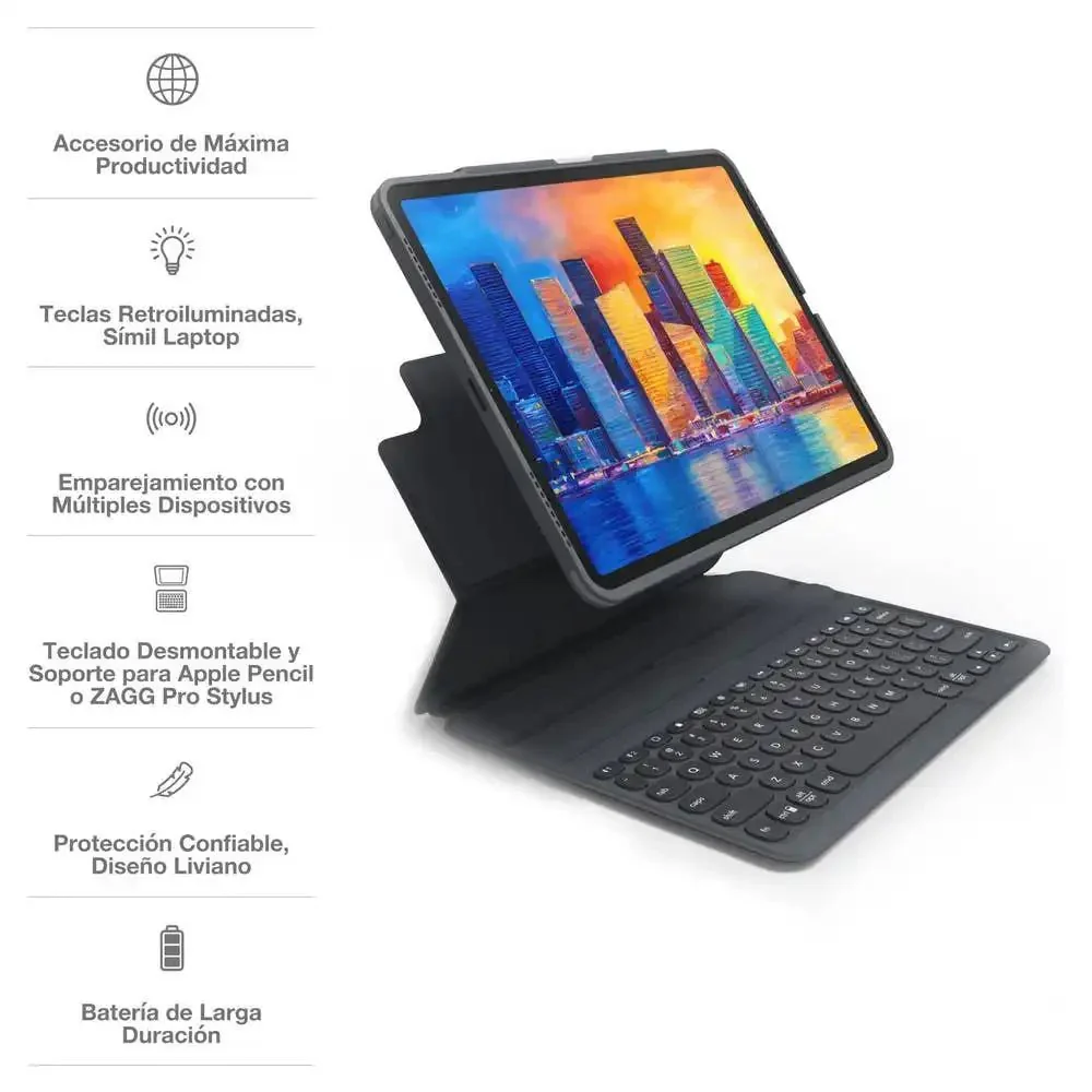 Case con teclado ZAGG Pro Keys para iPad Pro 12.9 (3ra a 5ta Gen) - Negro - Image 3
